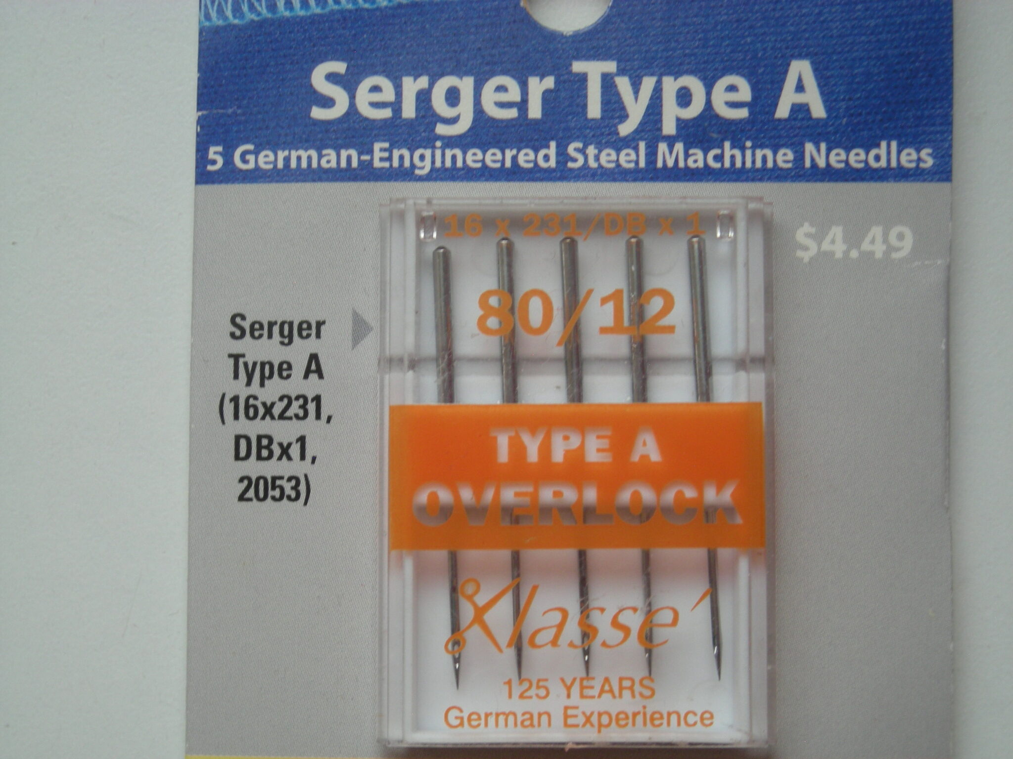 Klasse' Needles Overlock Pack Of 5 Klasse Home Serger Needles.