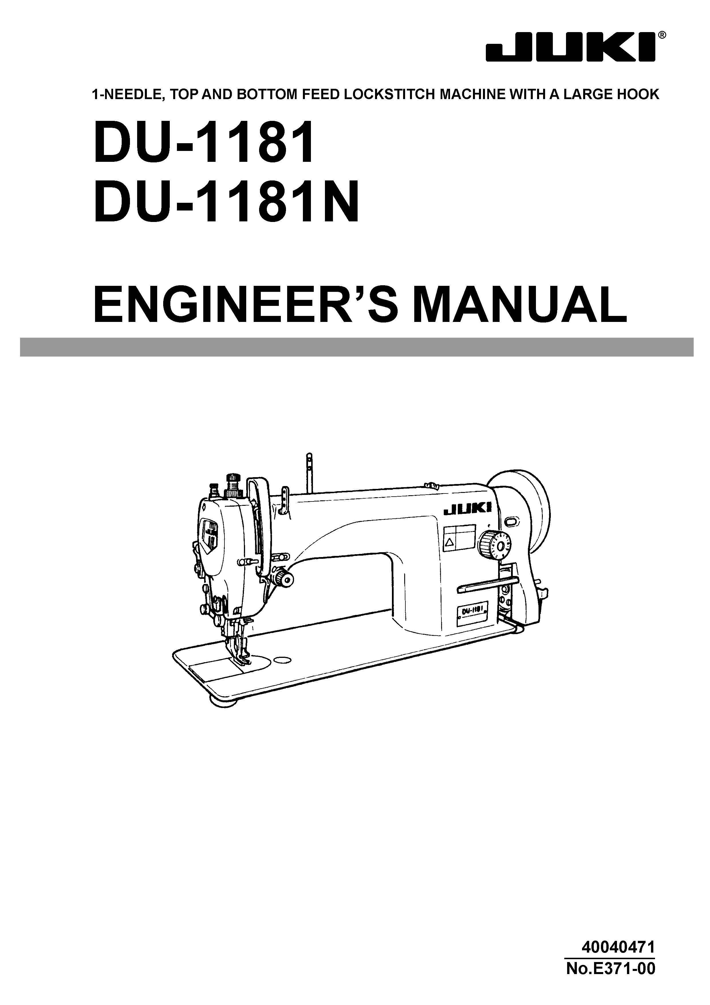 Service Manual Juki DU-1181, 1181N Sewing Machine engineer manual