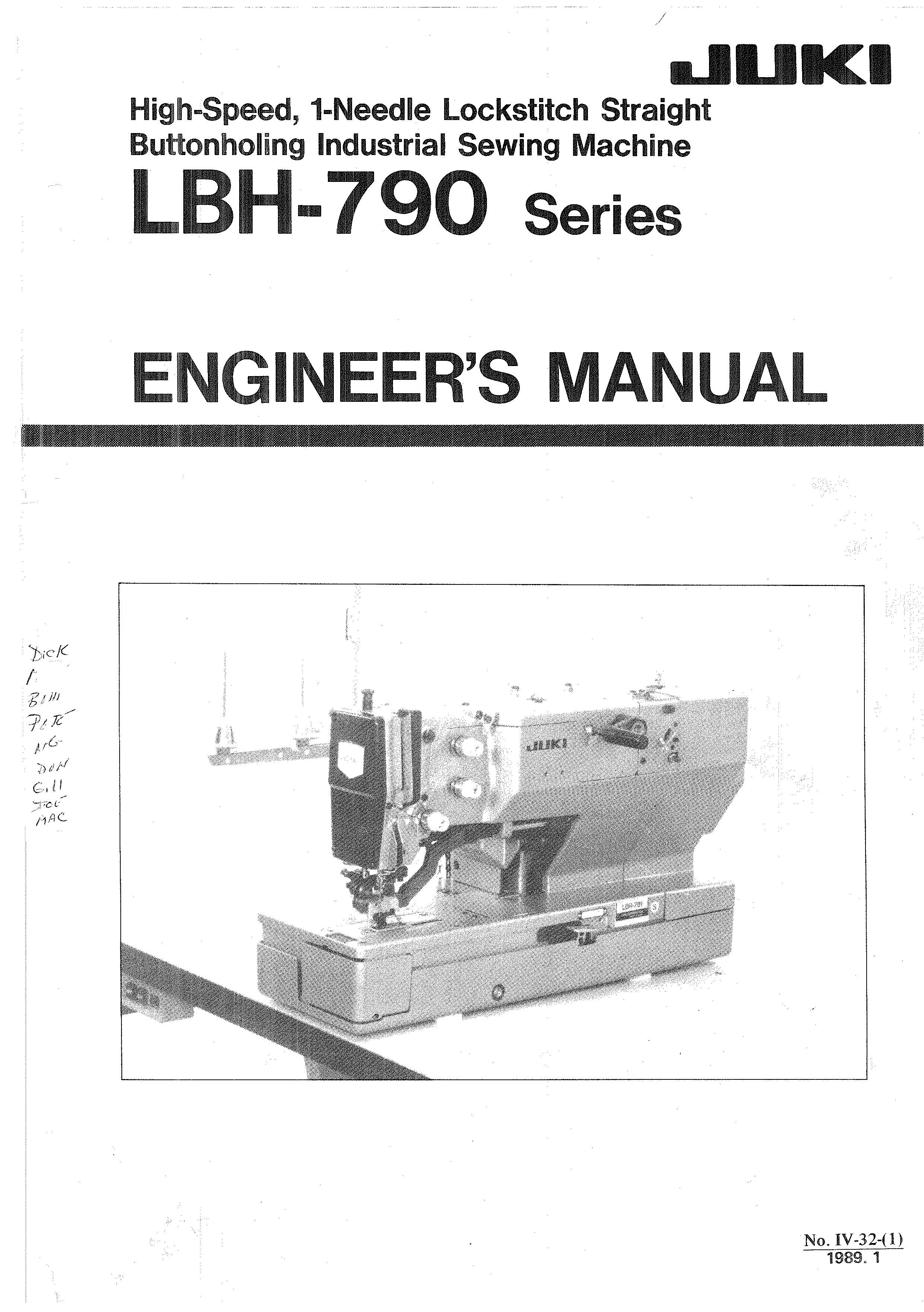 Service Manual Juki LBH790 Series Sewing Machine
