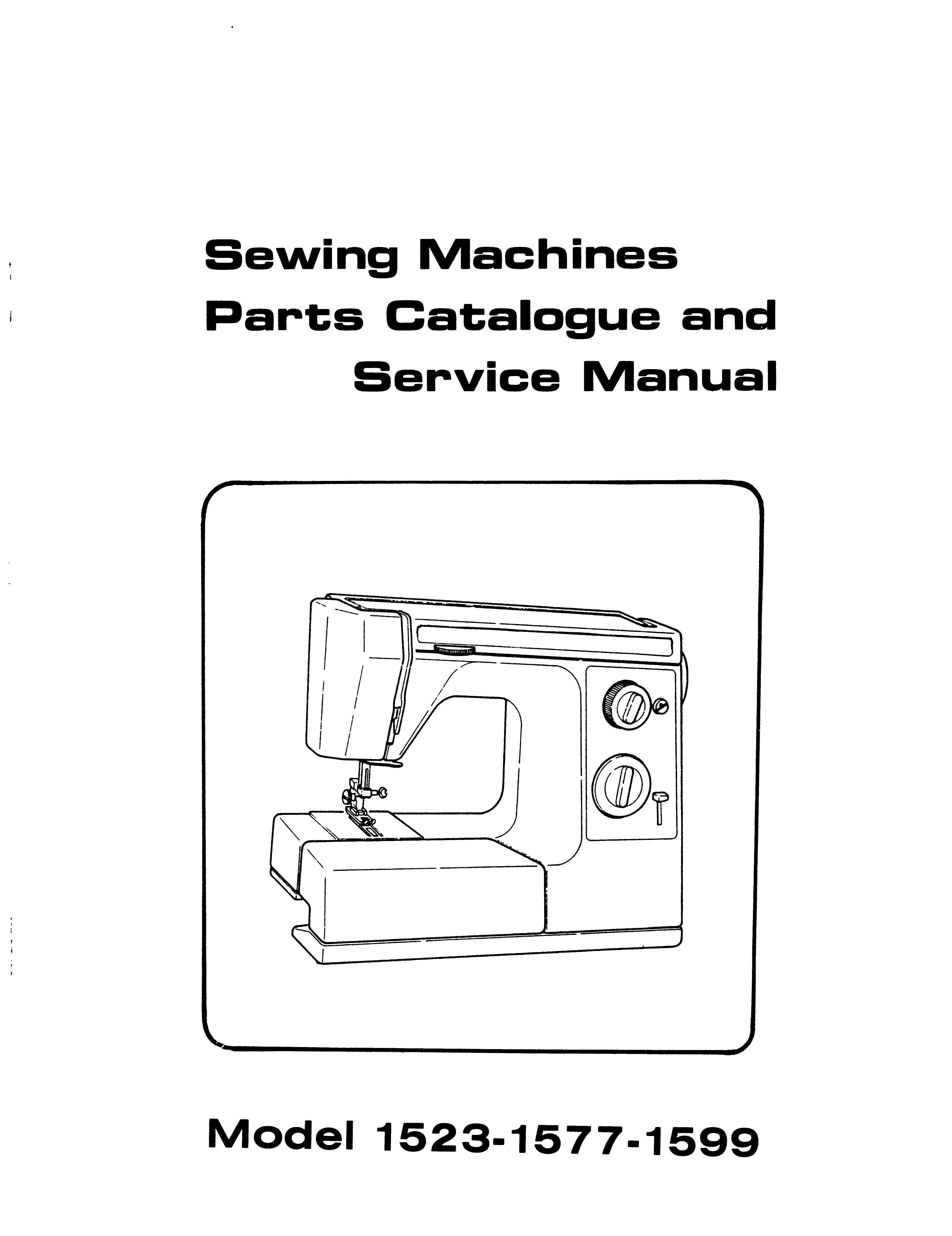 Service Manual & Parts List White 1523, 1577, 1599 Sewing Machine