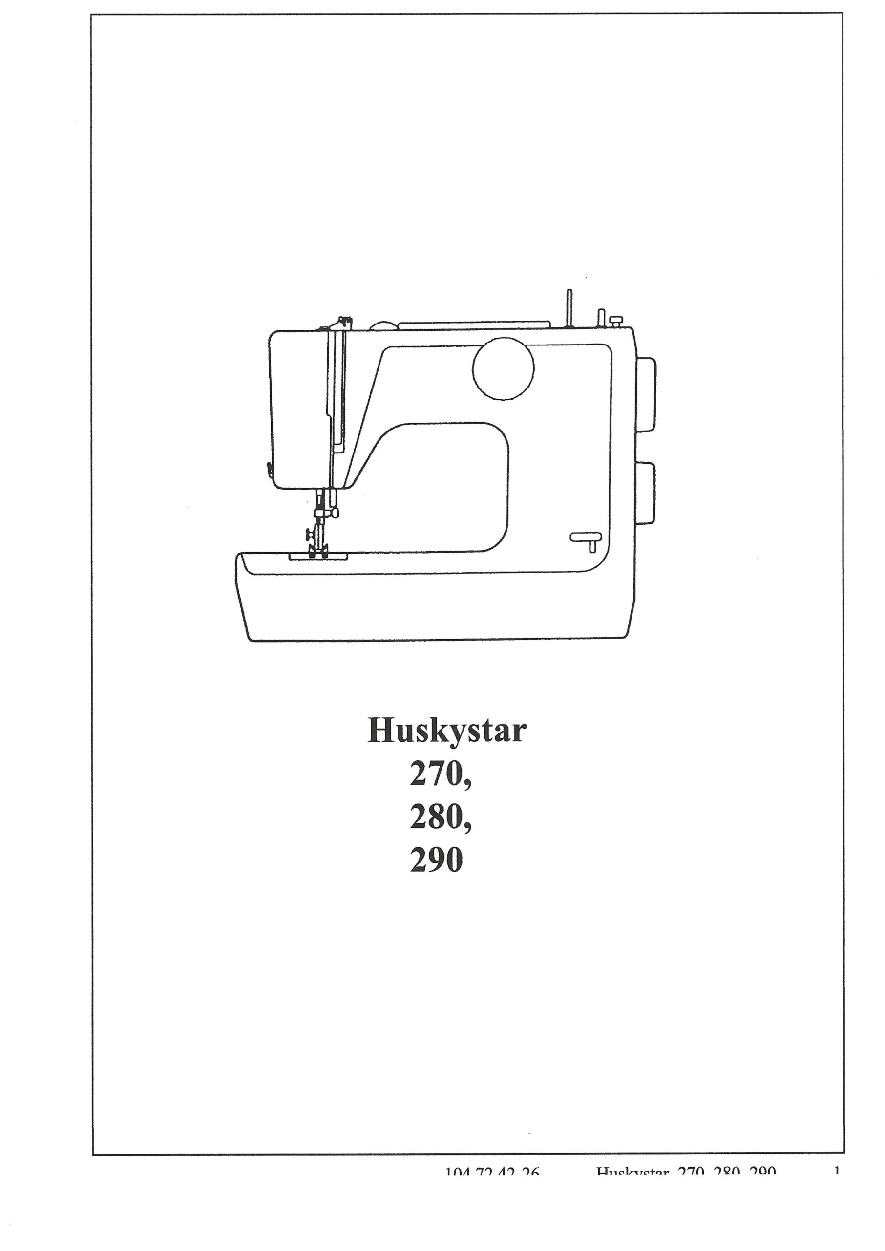 Service Manual Viking HuskyStar 270, 80, 90 Sewing Machine