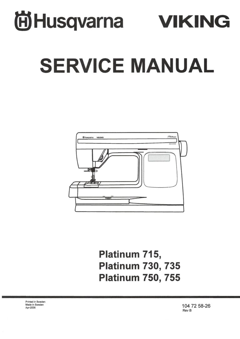 Service Manual Viking Platinum 715, 730, 735, 750, 755 Sewing Machine ...