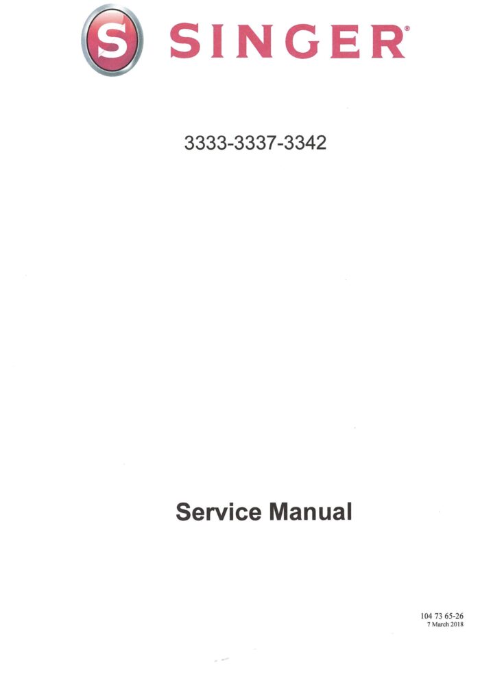 Service Manual Singer 3333,3337, 3342 Sewing Machine