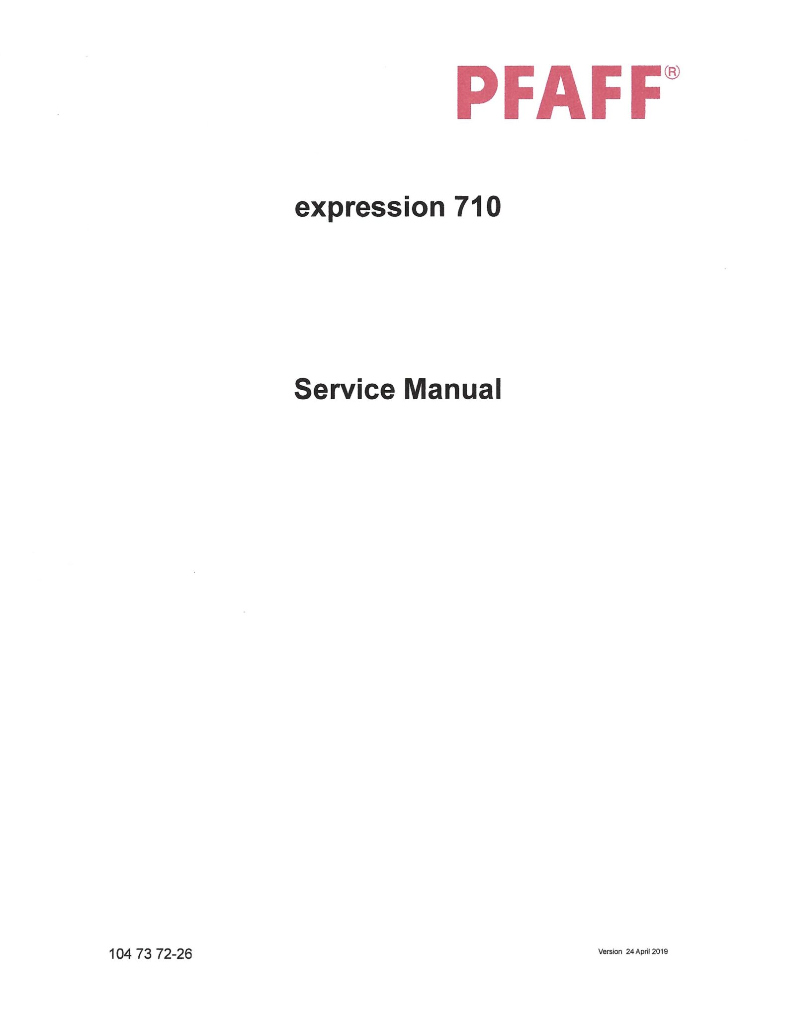 Service Manual Pfaff Expression 710 Sewing Machine