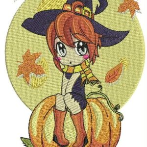 Autumn Witch Embroidery Design
