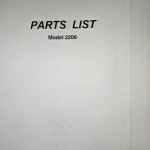 Parts Manual Janome 2206 Sewing Machine
